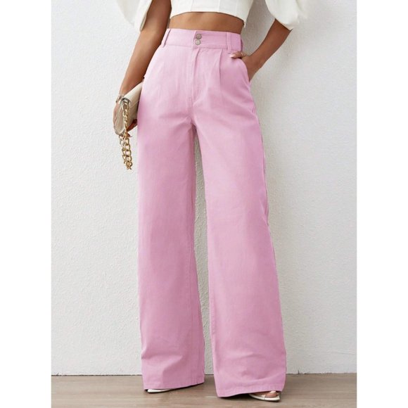 Pink High Waist Wide Leg Jeans - Picture 1 of 10